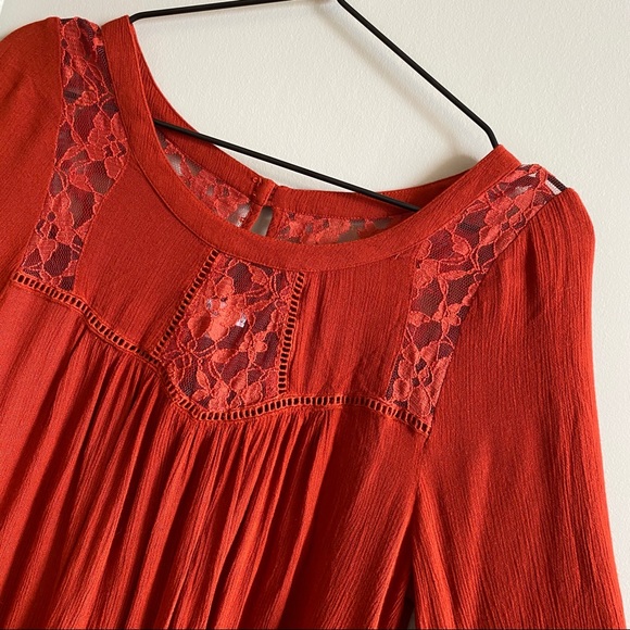 Patrons of peace orange Boho Bell Sleeve Blouse - Picture 3 of 7